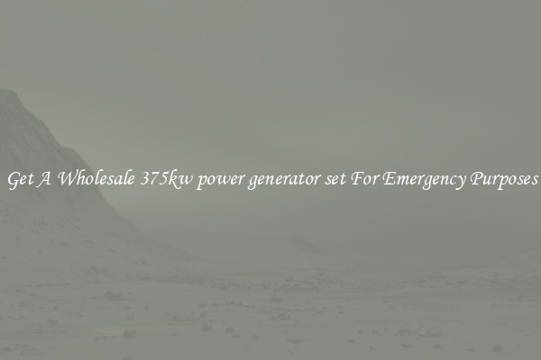 Get A Wholesale 375kw power generator set For Emergency Purposes