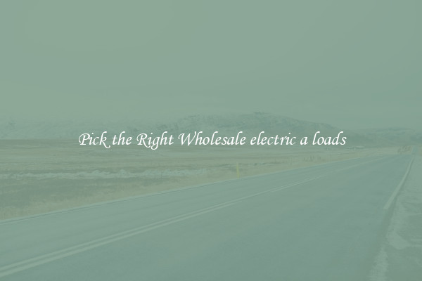 Pick the Right Wholesale electric a loads